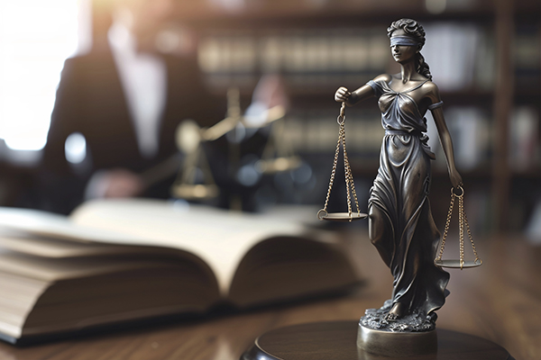 Estátua da justiça com balança e olhos vendados